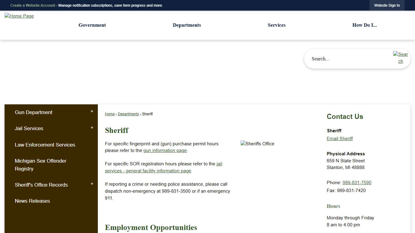 Sheriff | Montcalm County, MI