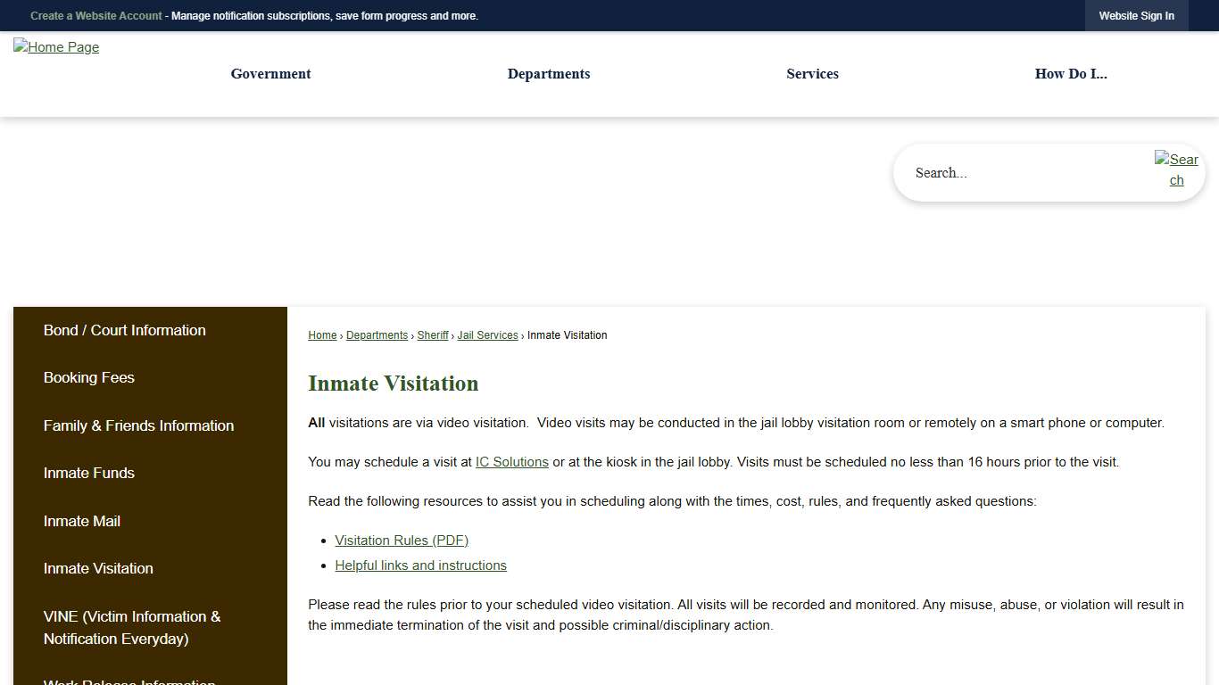 Inmate Visitation | Montcalm County, MI