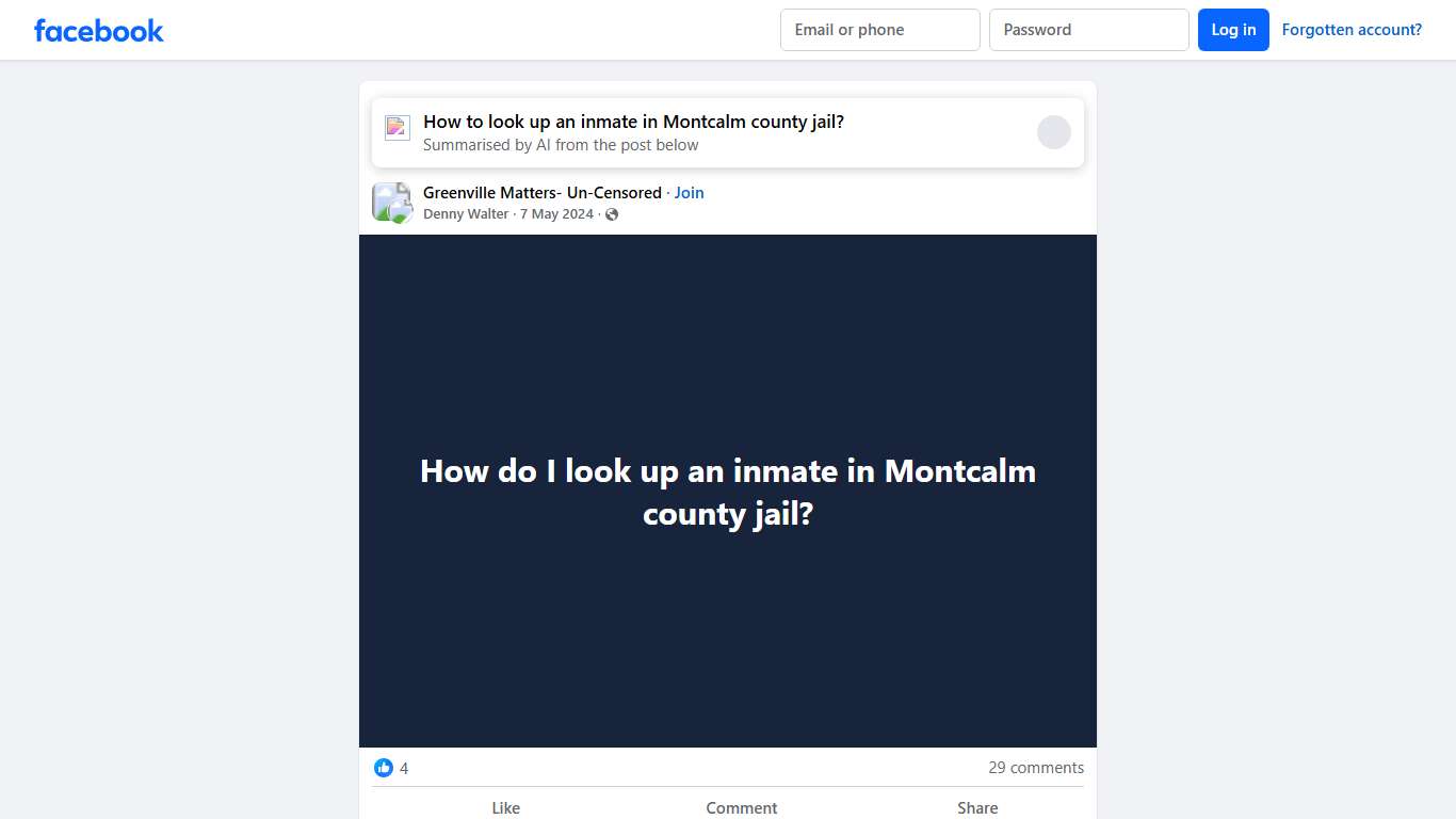 Greenville Matters- Un-Censored | How do I look up an inmate in Montcalm county jail | Facebook
